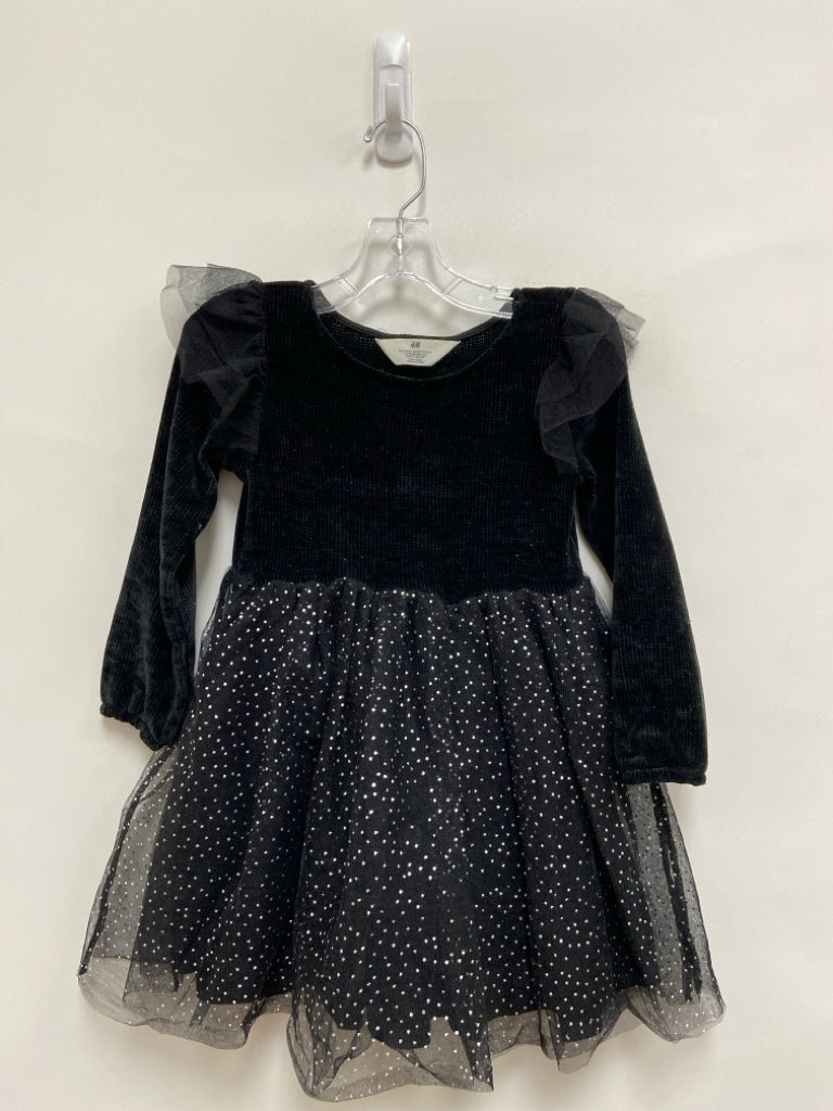 H&amp;M SIZE 5T/6 Black Silver Dots Long Sleeve Girl&