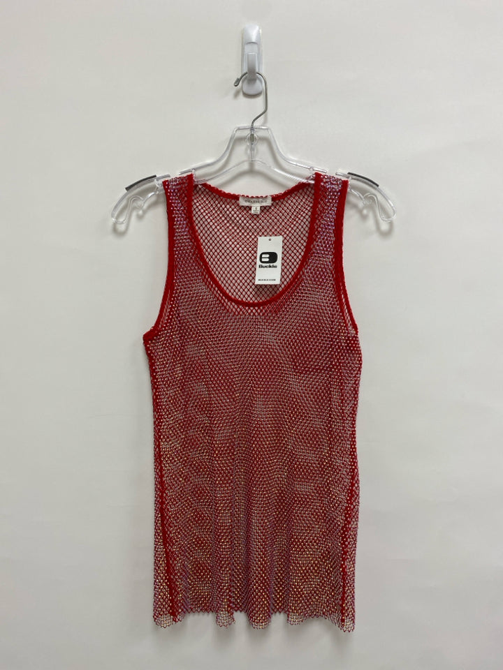 NWT Size S Red Studded Tank Mesh Ladies Top