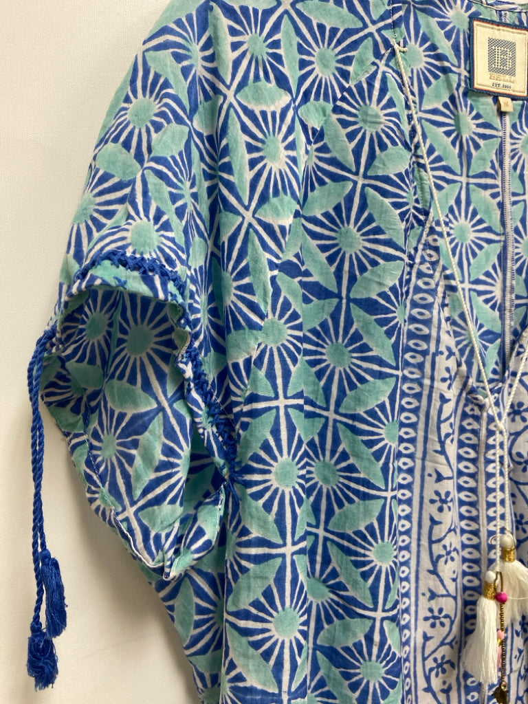 Size M Aqua Blue Print Drape Ladies Dress