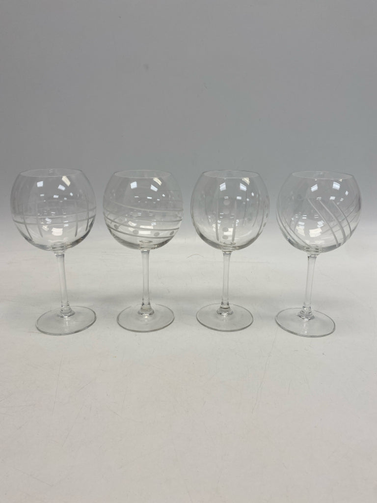 Clear White Etched Glassware