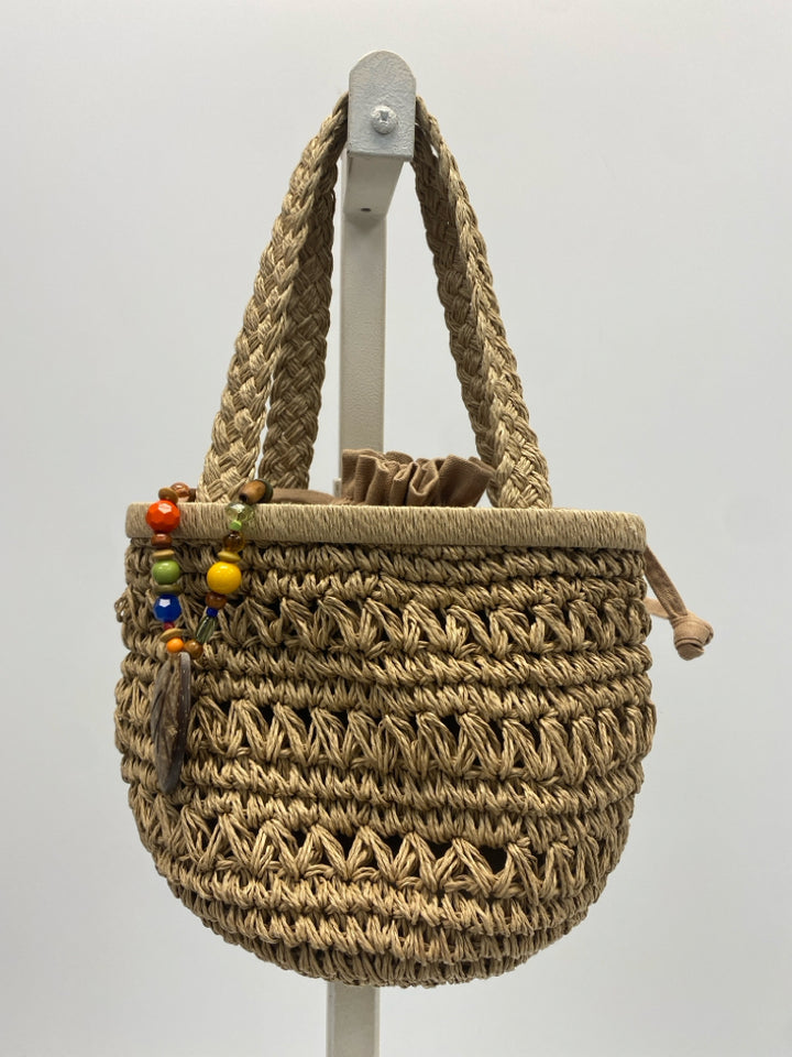 Cappelli Natural Blue Woven Straw Handbag