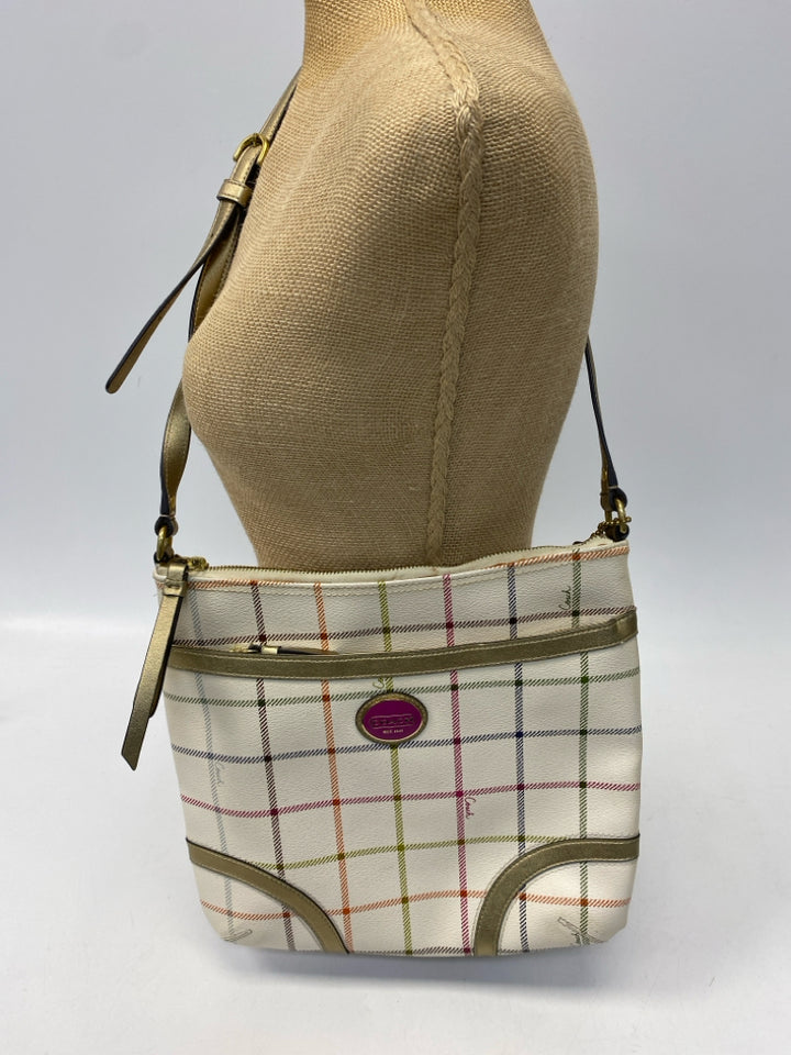 Coach US Size Cream Gold/Multi Plaid Crossbody