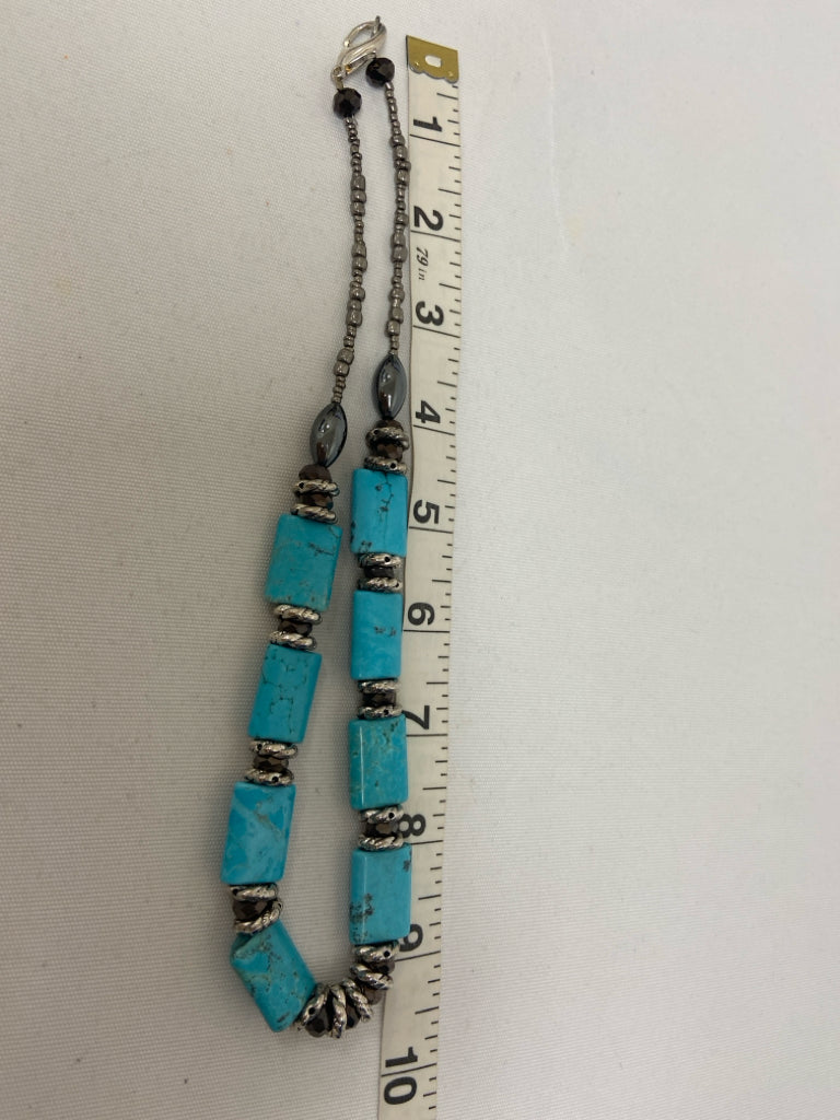 NEW/BOX Jared Turquoise Gray/Silver Beaded Necklace