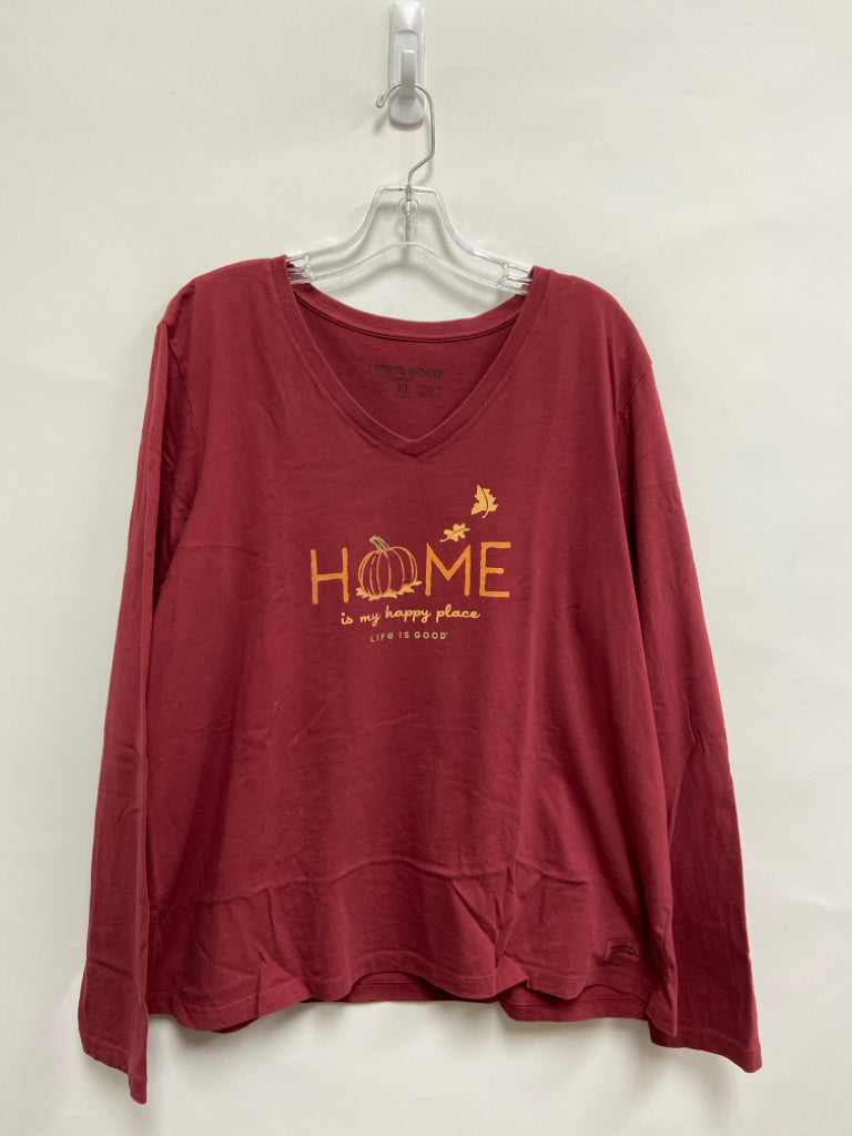 Life is Good Size XL Brick Pumpkin Long Sleeve Tee Ladies Top