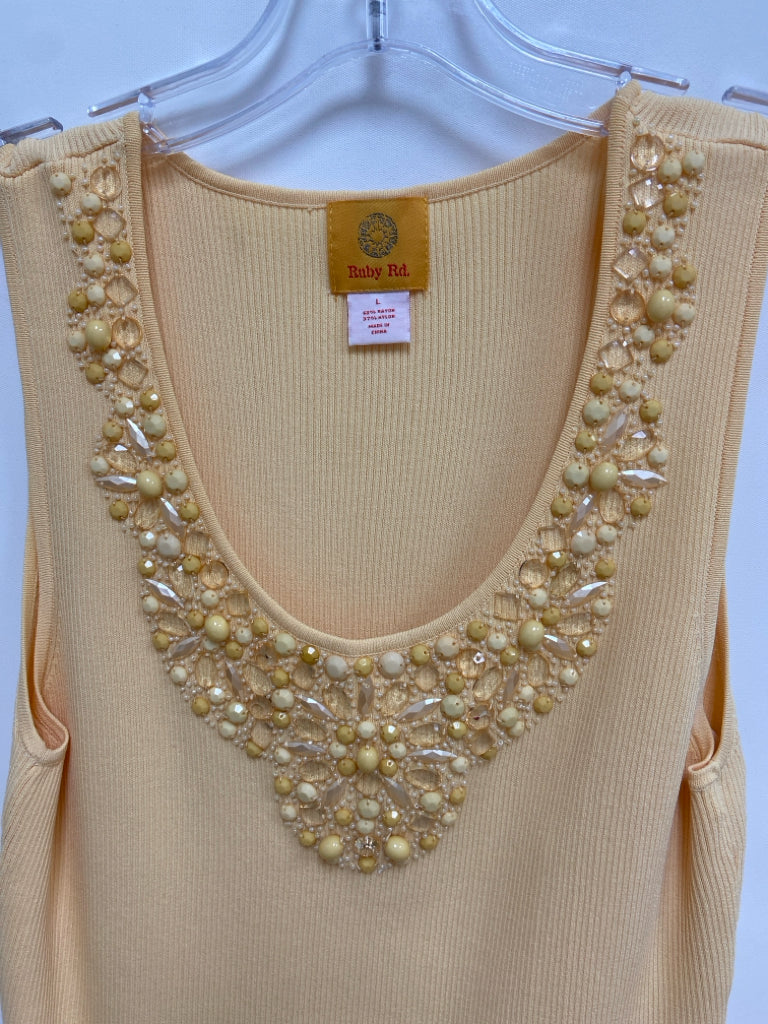 Ruby Rd. Size L Yellow Beaded Tank Ladies Top