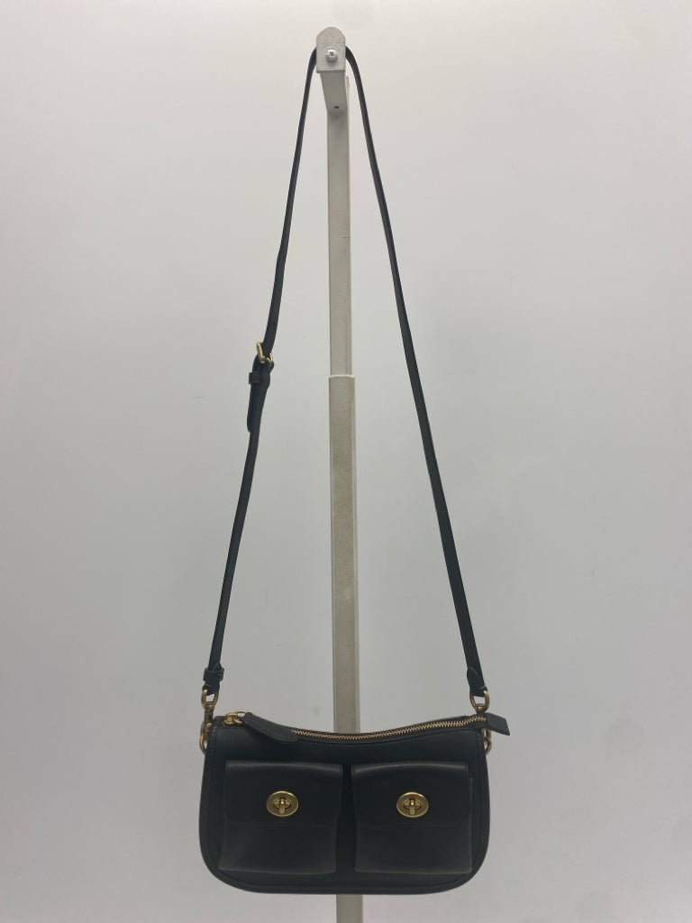 Coach Black Brass Twin Turnlock Waverly Bag w/3 Straps CDZ20