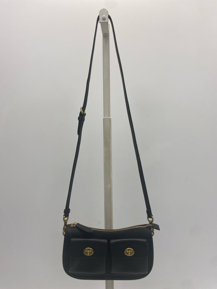 Coach Black Brass Twin Turnlock Waverly Bag w/3 Straps CDZ20
