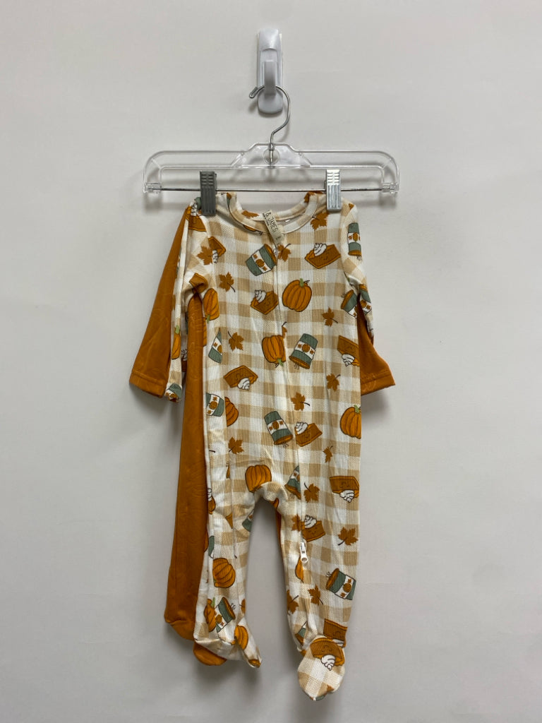 NWT SIZE 0-3M Burnt Orange Cream/Tan Pumpkin Long Sleeve Boy&