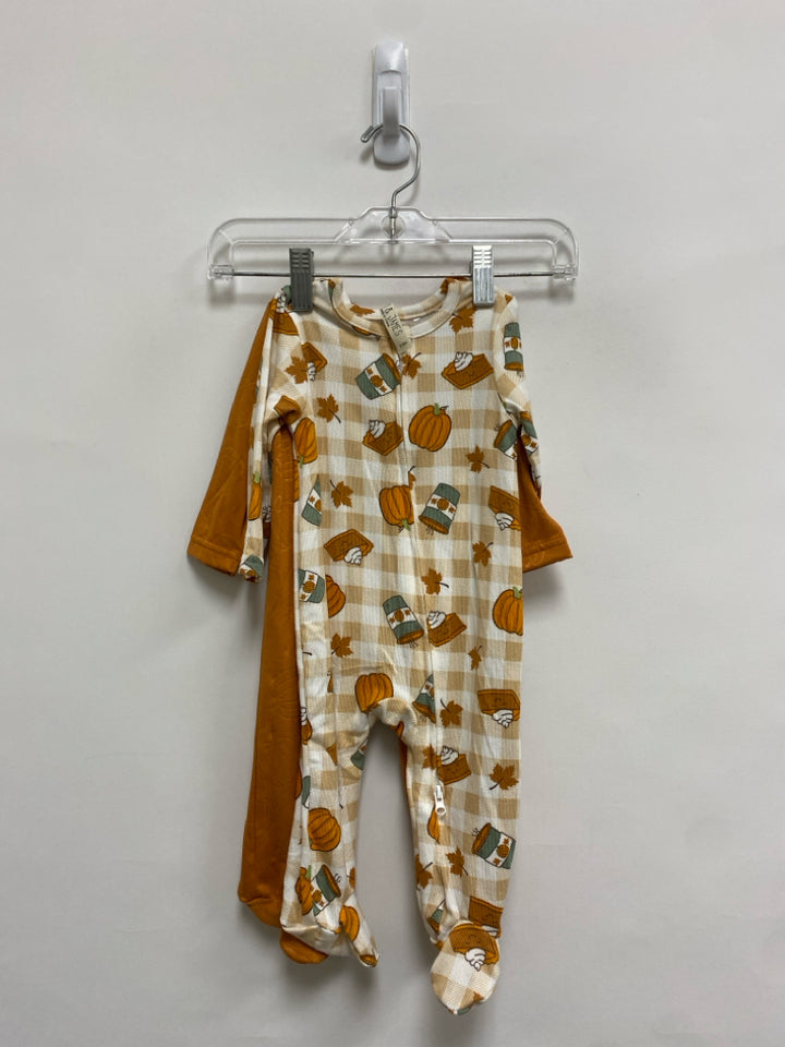 NWT SIZE 0-3M Burnt Orange Cream/Tan Pumpkin Long Sleeve Boy&