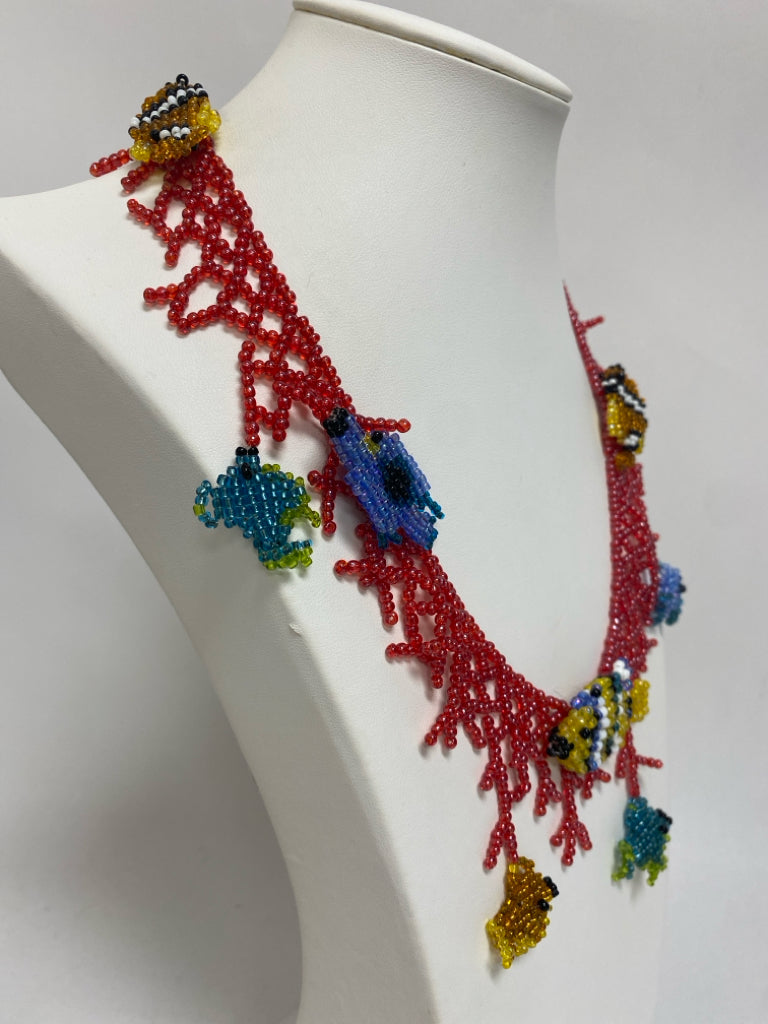 Michael Simon Red Multi Color Fish Necklace