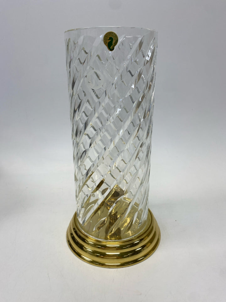 NEW/BOX Waterford Clear Brass Swirl Crystal Candleholder(s)