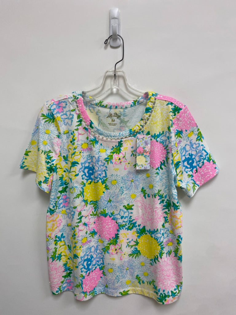 NWT LILLY PULITZER Size M Pink White/Multi Flowers Ladies Top