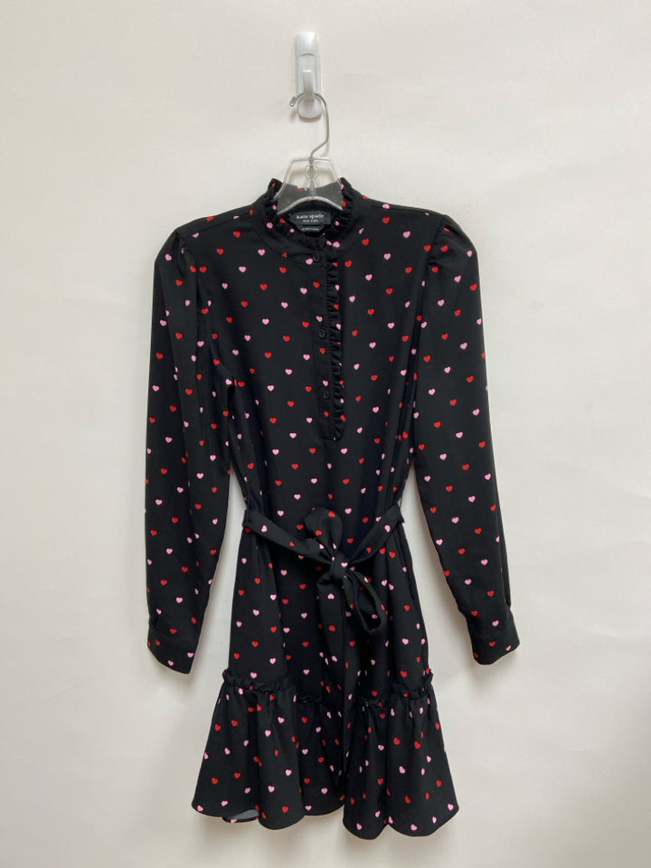 Kate Spade Size XS Black Red/Pink Hearts Ladies Dress