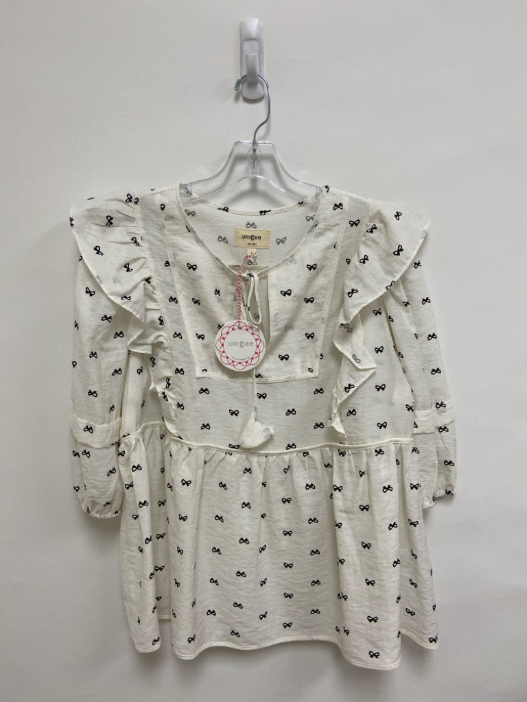 NWT Umgee Size L White Black Bows Ladies Top