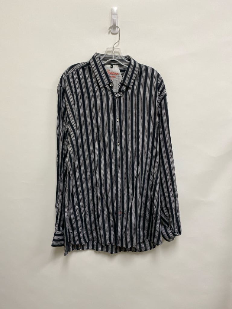 Luchiano Visconti Size XL Black White Striped Men&