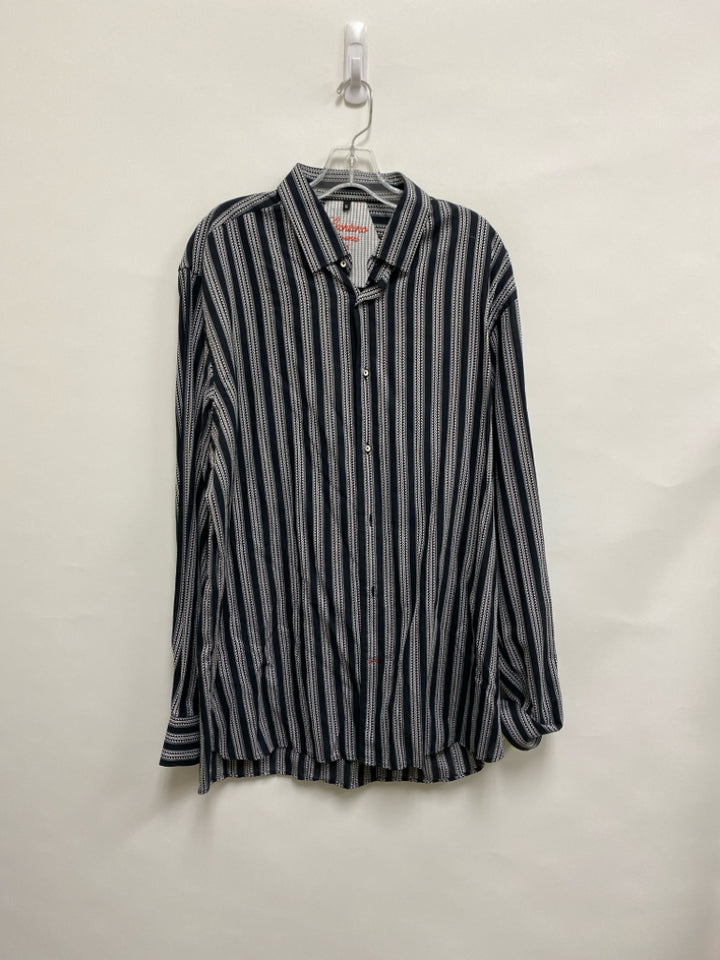 Luchiano Visconti Size XL Black White Striped Men&