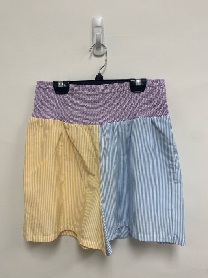 Anthropologie Size S White/Blue Purple/Yellow Smocking Pull-on Ladies Shorts