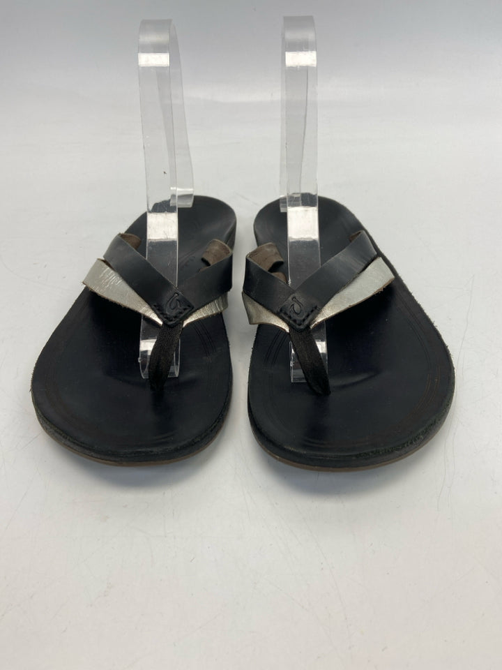 OluKai  Size 7 Black Silver Sandals