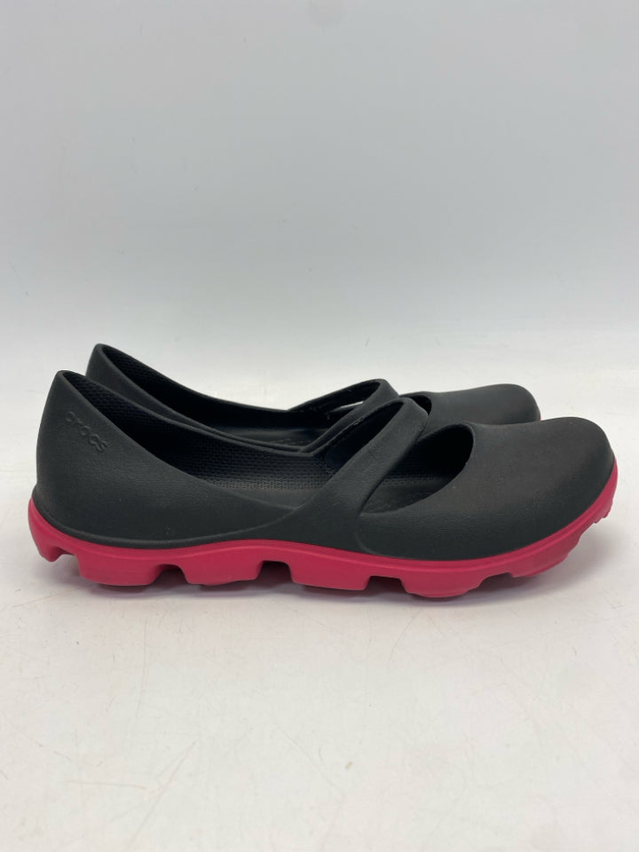 Crocs  Size 8 Black Fuchsia Trimmed Flats