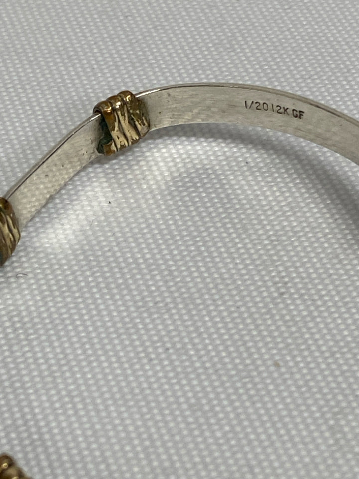 Gold Color Silver Stripe Bracelet