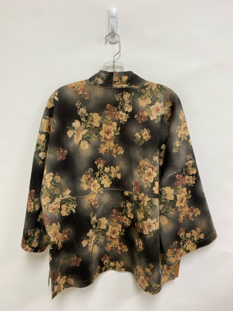 NWT Solitaire Size XL Black Tan/Green Floral Drape Suede Ladies Jacket