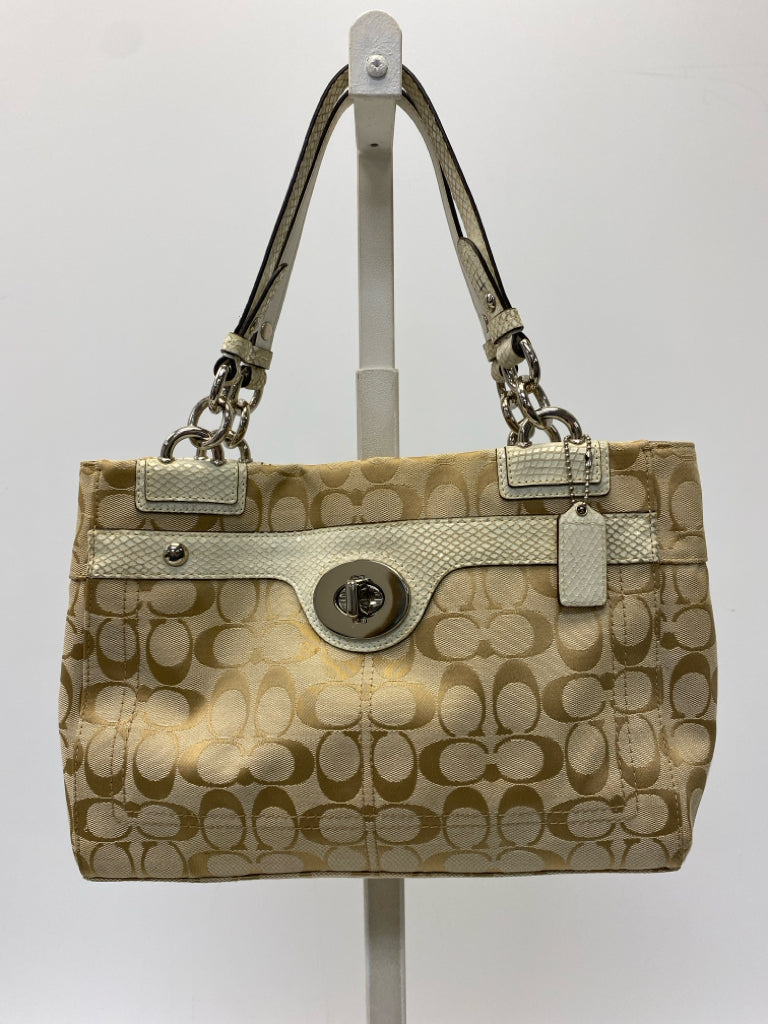 Coach  tan Cream Signature Penelope Carryall 16540