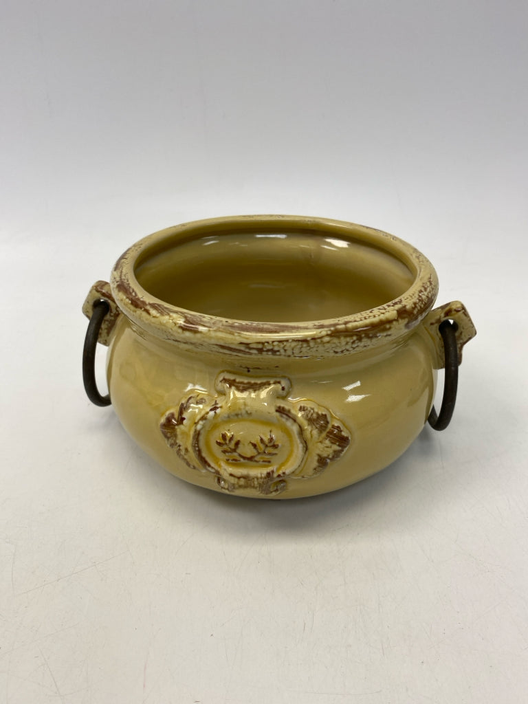 Yellow Distressed Ceramic Planter