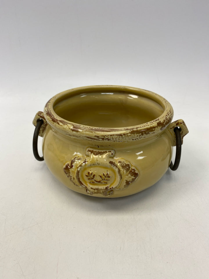 Yellow Distressed Ceramic Planter
