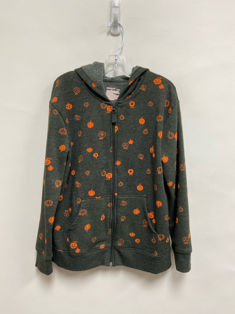 Cat &amp; Jack SIZE 14 Charcoal Orange Pumpkin Zip Down Girl&