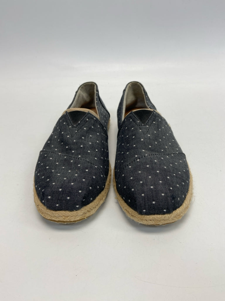Toms  Size 10 Dark Gray White Dot(s) Flats