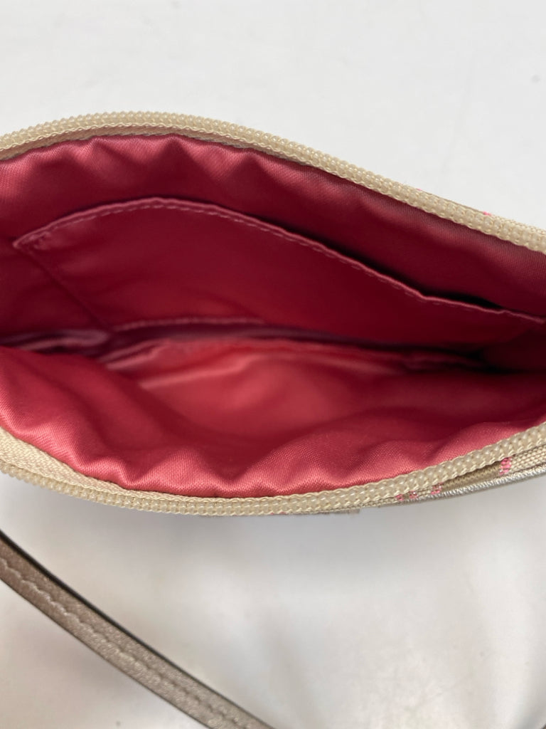 Coach Tan Pink Signature Wristlet