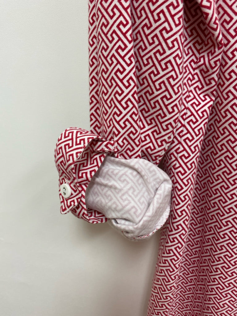 Tyler Boe Size M Red White Print Button Up Ladies Top
