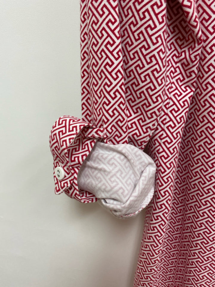 Tyler Boe Size M Red White Print Button Up Ladies Top