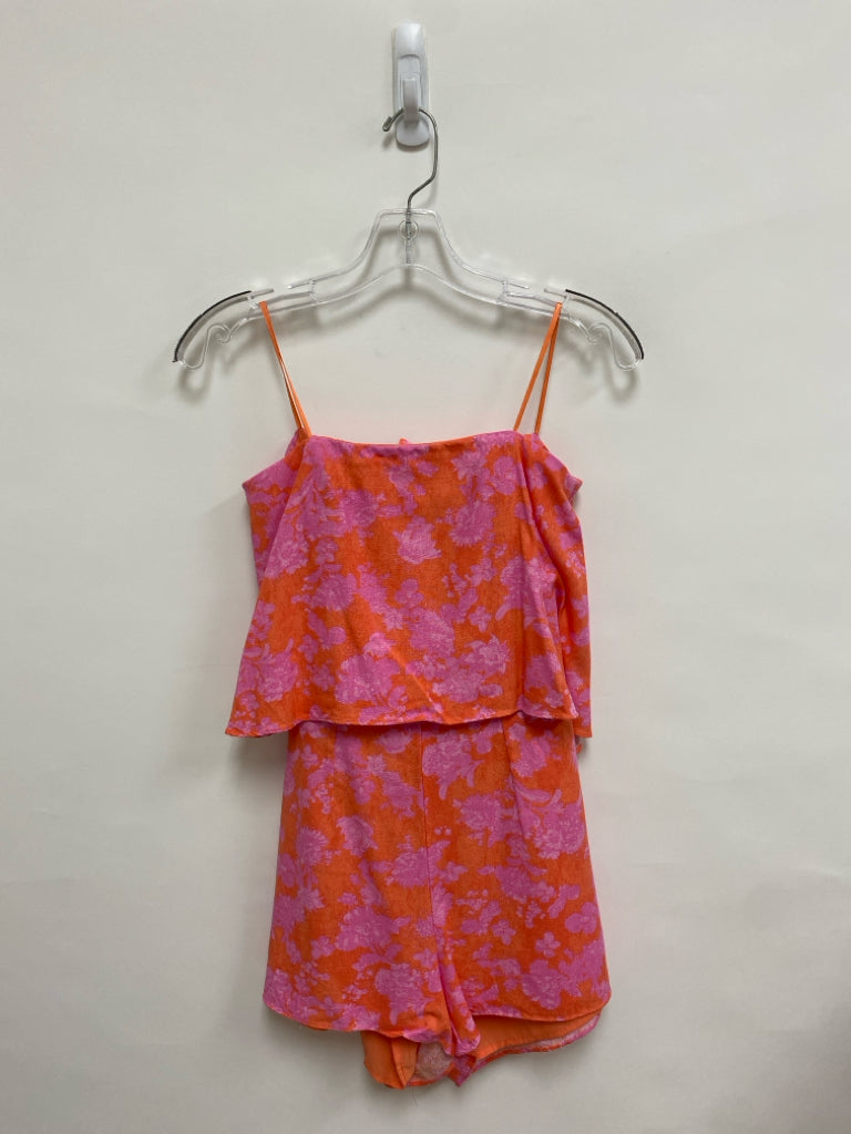 Do + Be Size S Pink Orange Floral Strapless Ladies Romper