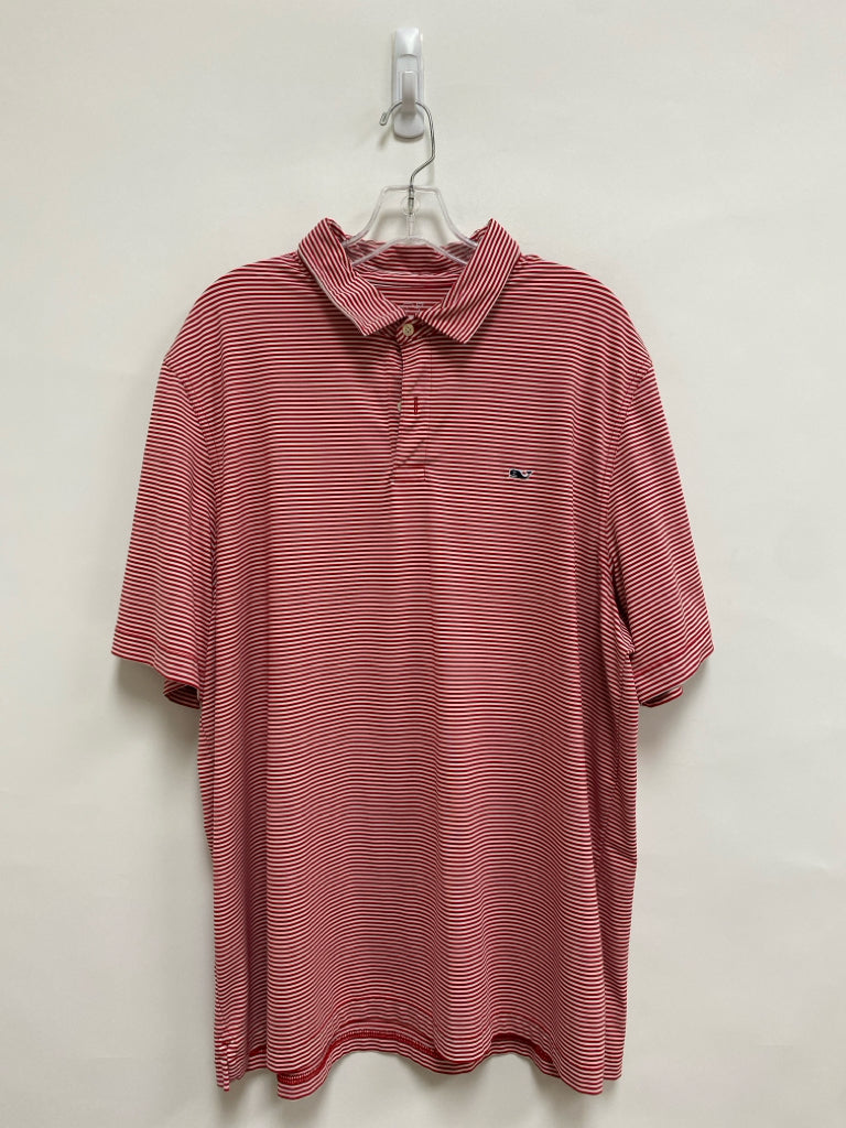 Vineyard Vines Size XL White Red Stripes Polo Men&