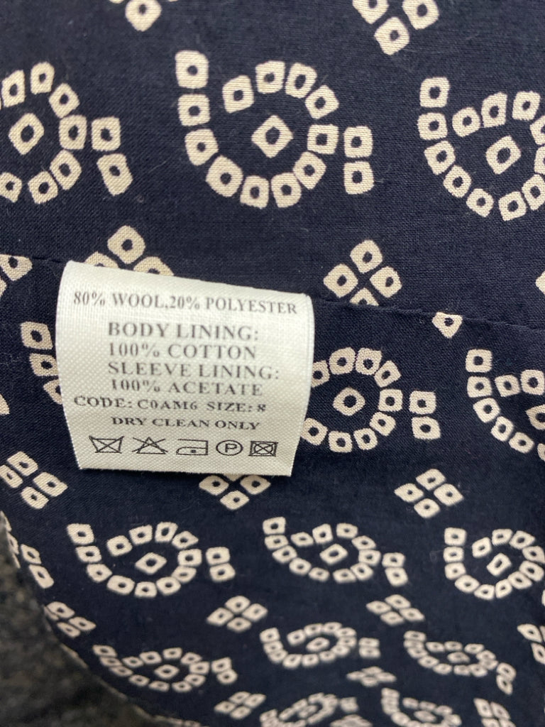 Size 8 Black/Cream Mottled Double-Breasted Wool Ladies Jacket