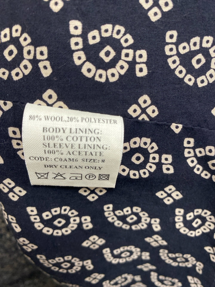 Size 8 Black/Cream Mottled Double-Breasted Wool Ladies Jacket