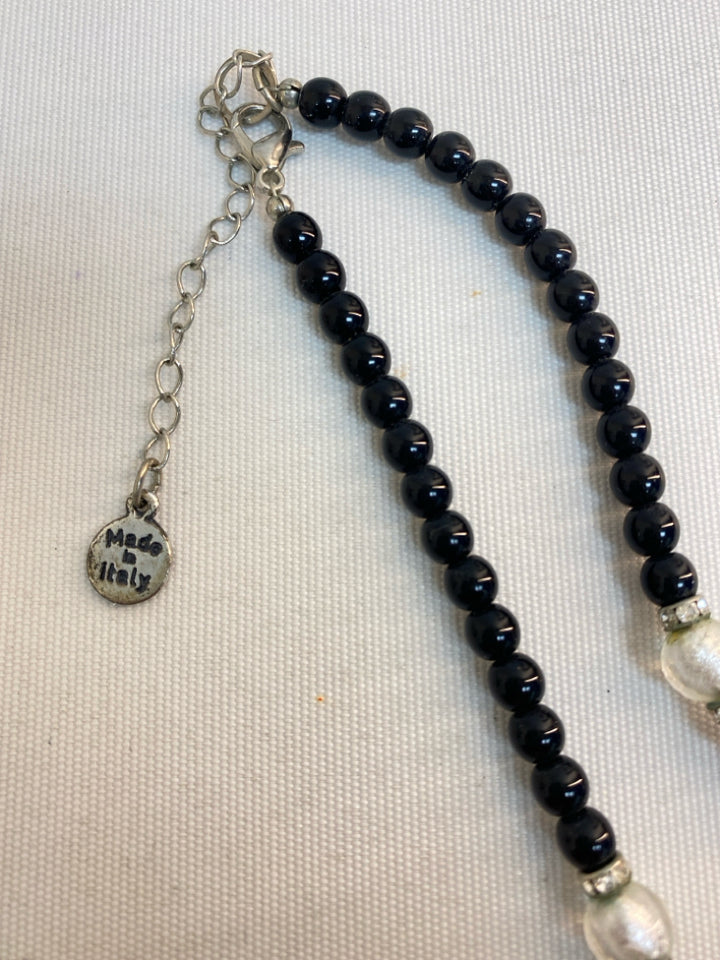 Silver Color Black Shapes Necklace