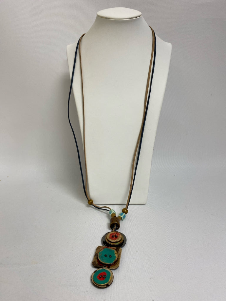 NWT Treska Brown Multi Color Shapes Necklace