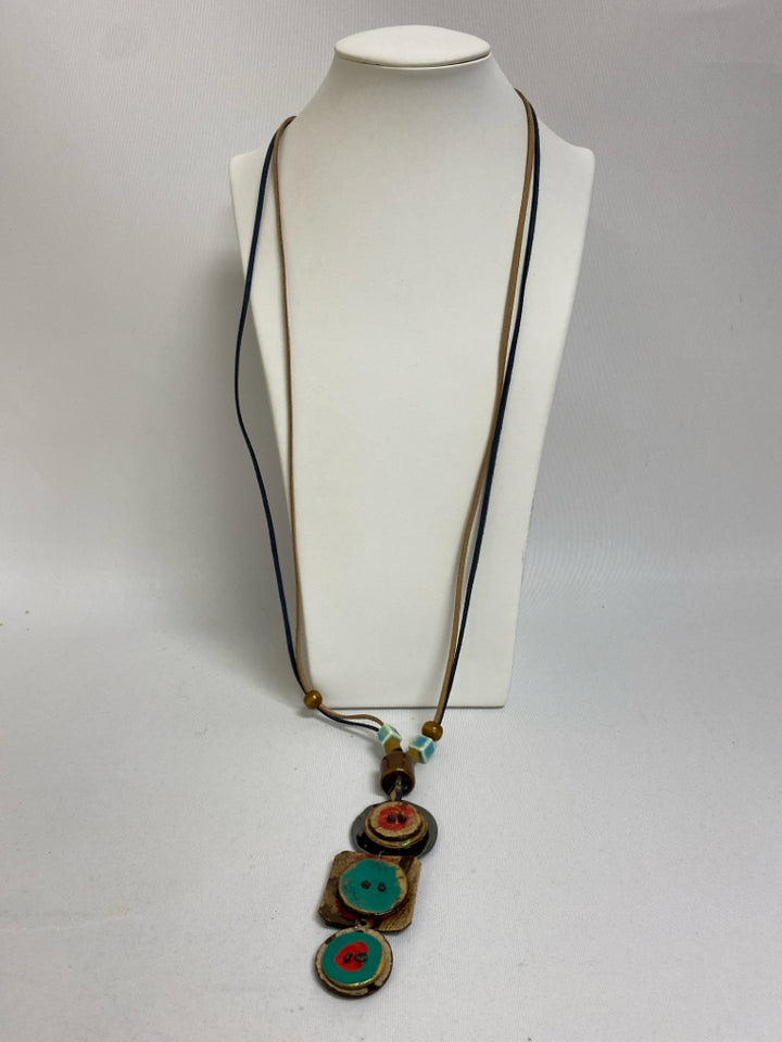 NWT Treska Brown Multi Color Shapes Necklace