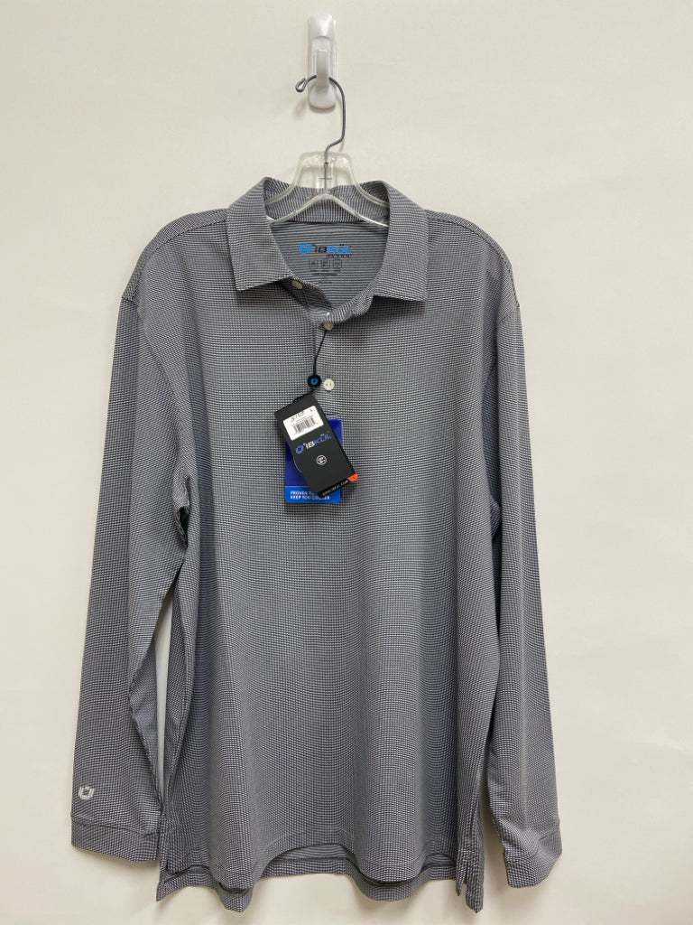NWT IBKUL Size L White/Black Print Polo Men&