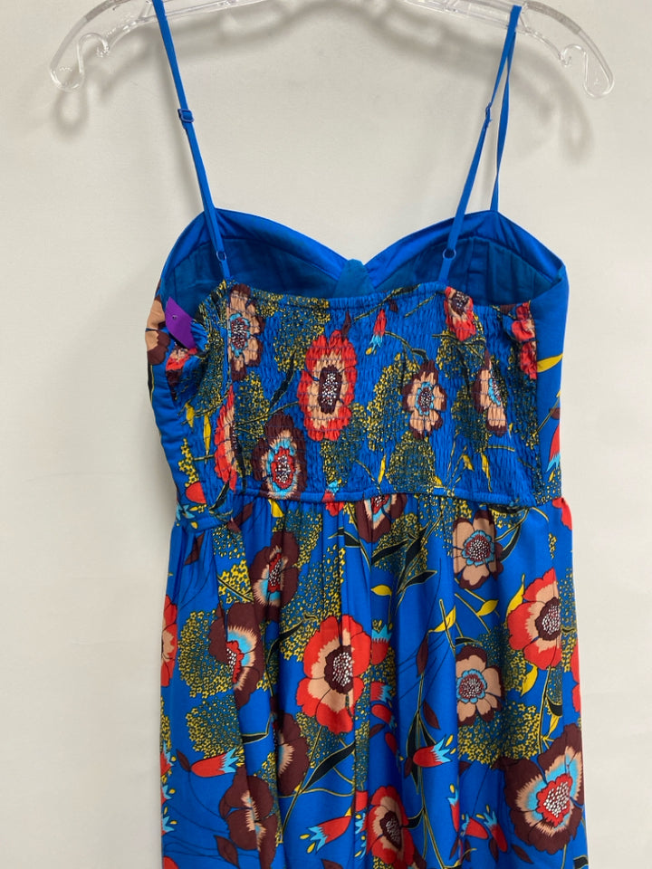 B B Dakota Size M Royal Blue Red Floral Maxi Ladies Dress