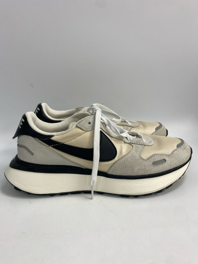 Nike US Shoe Size 10 Cream Gray/Black Lace-up Sneakers