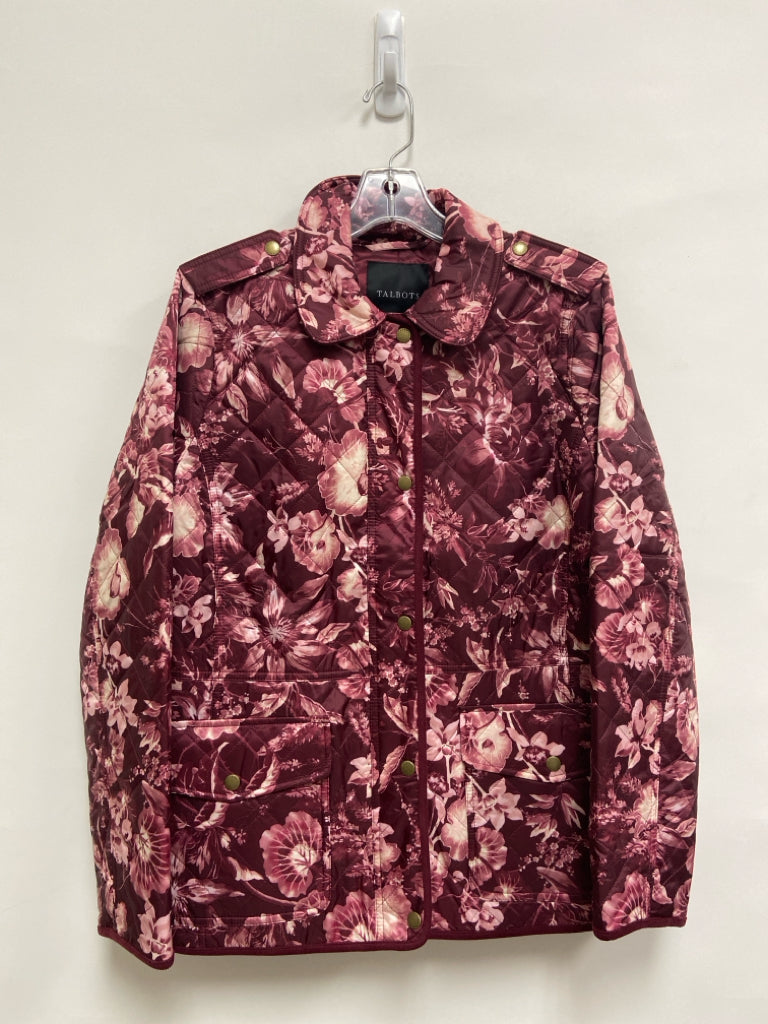 NWT Talbots Size L Burgundy Pink/Cream Flowers Quilted Ladies Jacket