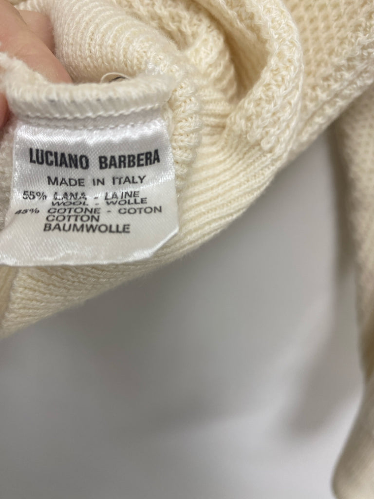 Luciano Barbera Size L Ivory V Neck Wool Blend Ladies Sweater