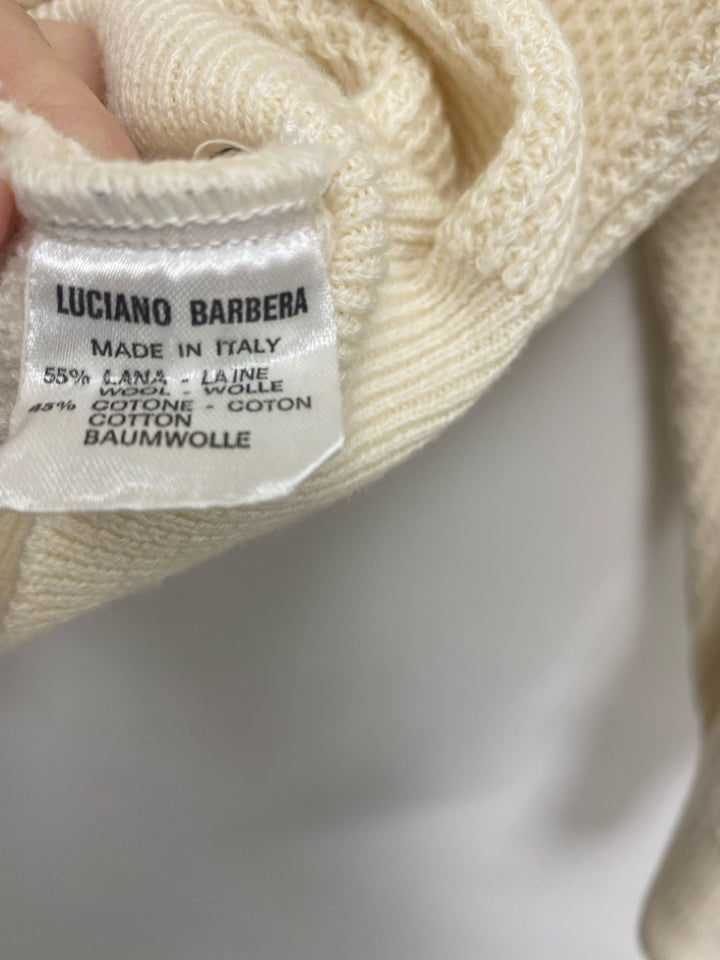 Luciano Barbera Size L Ivory V Neck Wool Blend Ladies Sweater