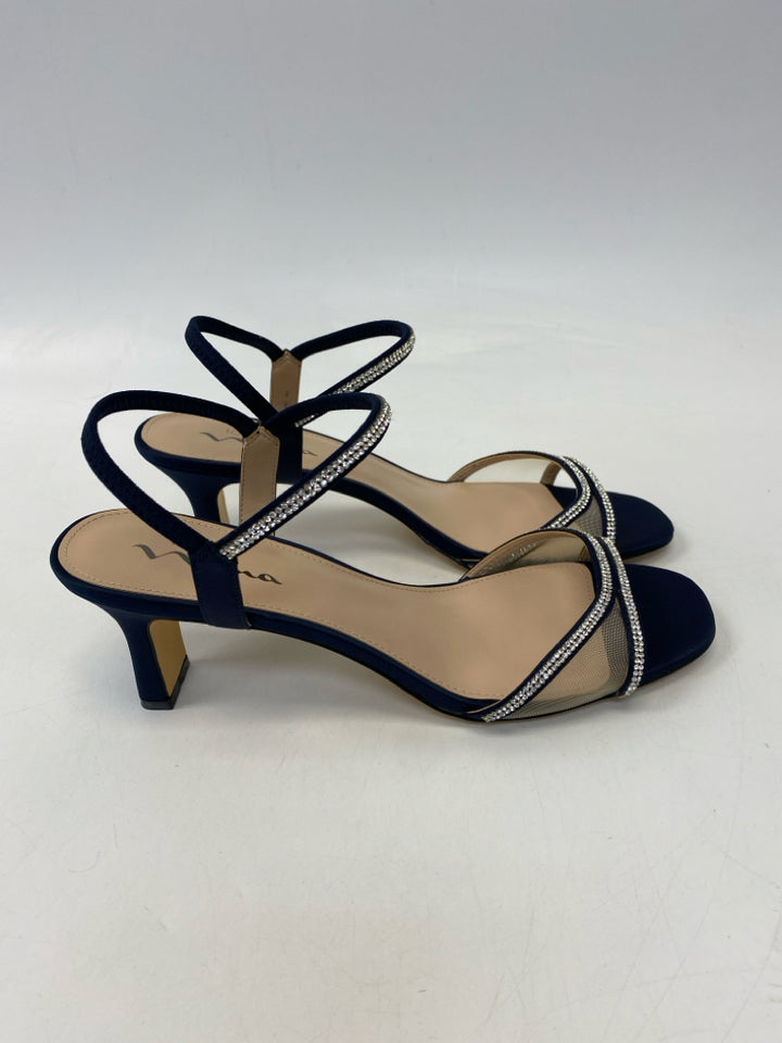 NWOT Nina  Size 10 Navy White Rhinestone(s) Sandals