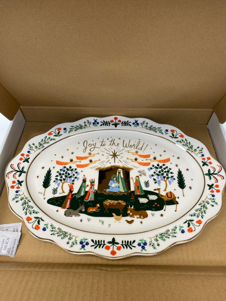 NEW/BOX Rifle Paper Co. White Multi Color Nativity Porcelain Christmas