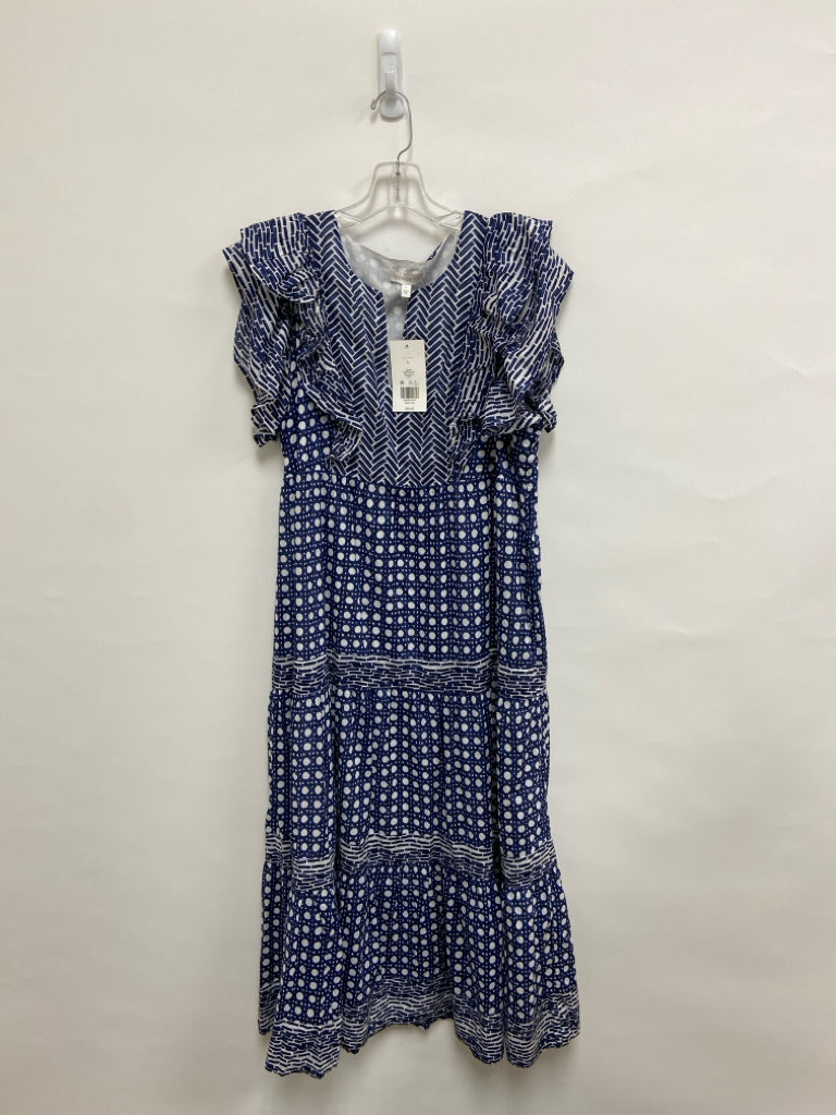 NWT Crown &amp; Ivy Size L Navy White Lines Ladies Dress