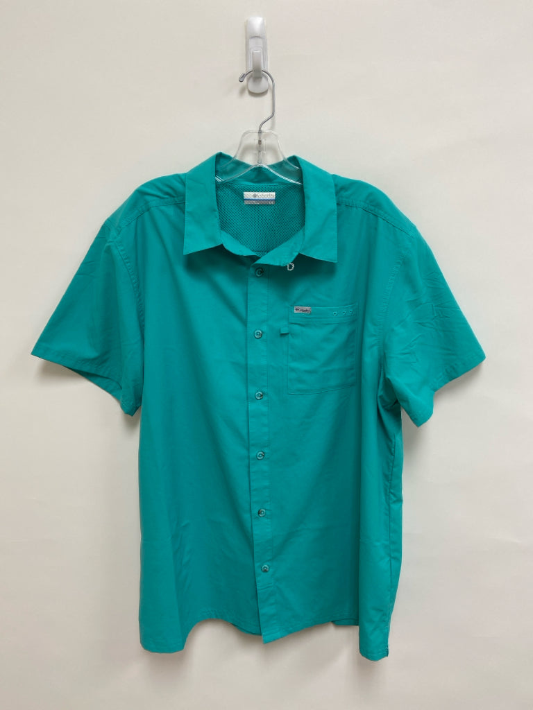 Columbia Size L Turquoise Button Up Men&